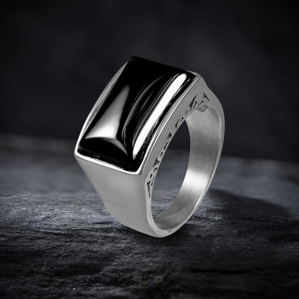 Black Zircon Stainless Steel Minimalism Ring