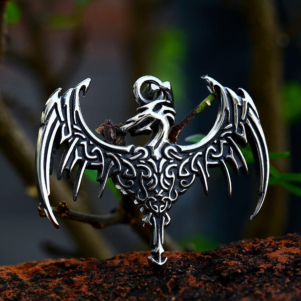 Pendentif viking en acier inoxydable dragon celtique