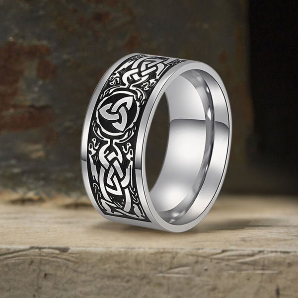 Wikinger-Ring aus Edelstahl mit keltischem Symbol-Design