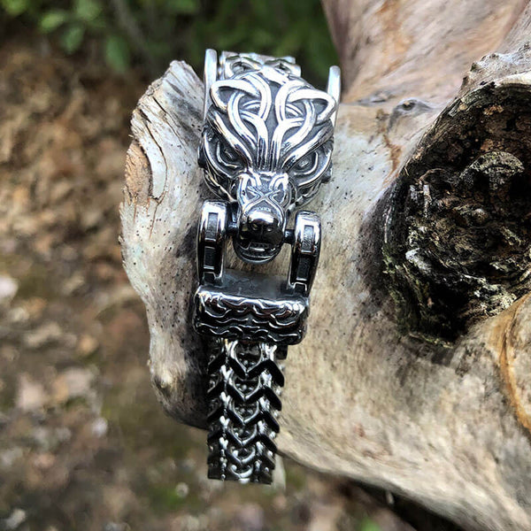 Celtic Wolf Stainless Steel Animal Bracelet