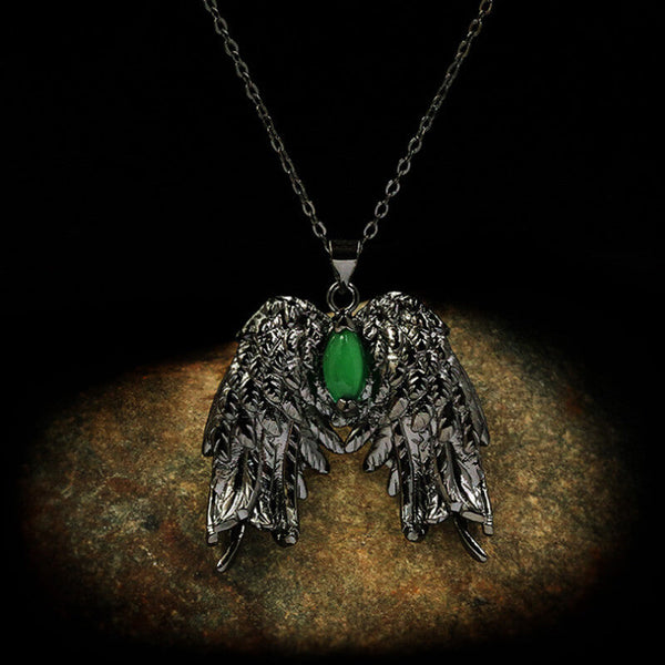 Dark Angel Wing Brass Gothic Pendant Necklace