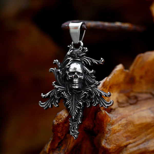 Death Vine Stainless Steel Skull Pendant