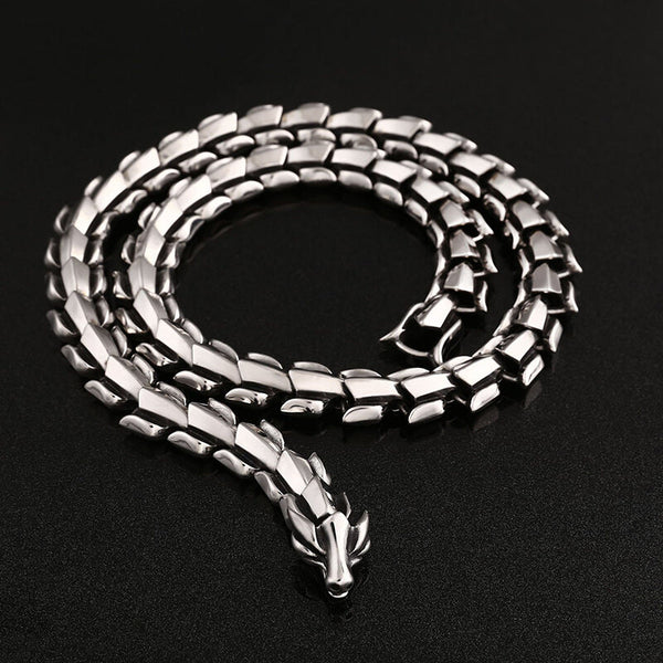 Collier en acier inoxydable avec os de dragon