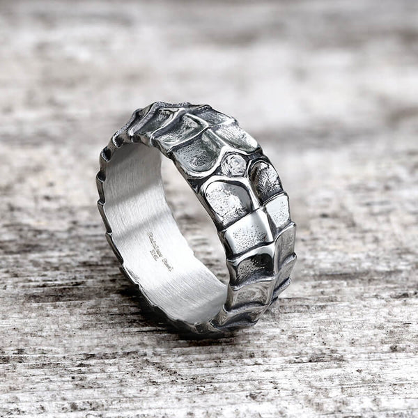 Dragon Spine CZ Stone Stainless Steel Punk Ring