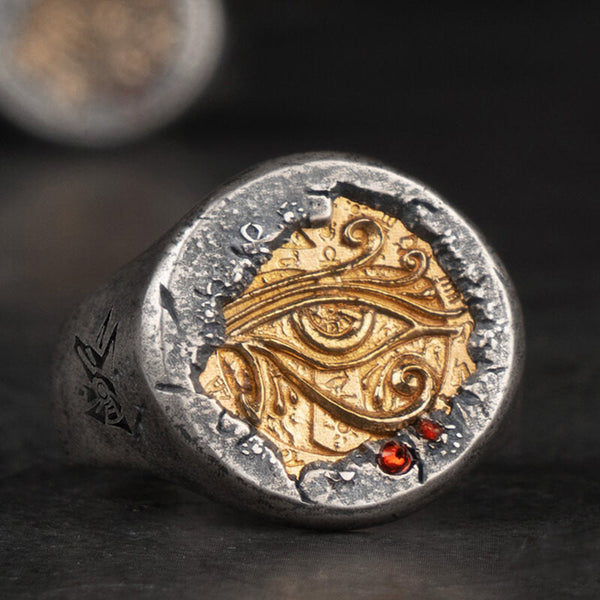 Ring aus Sterlingsilber mit Ägypten-Symbol-Design