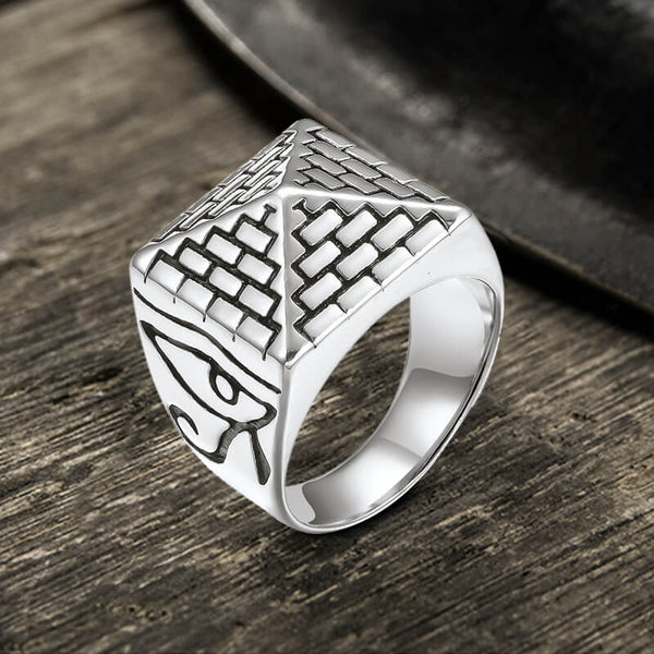 Egyptian Pyramid Eye of Ra Stainless Steel Ring