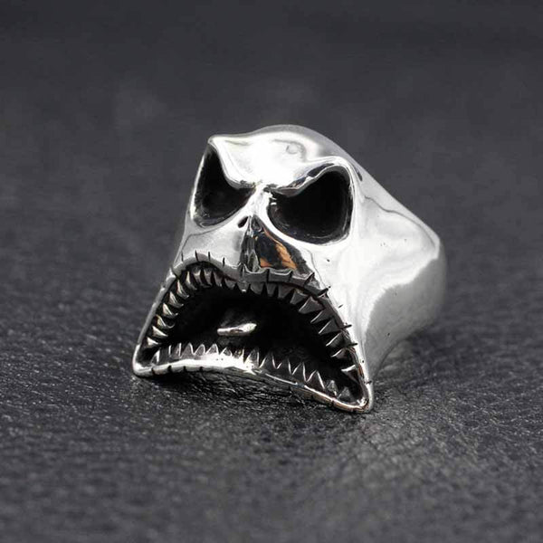 Bague d'Halloween en argent sterling avec un fantôme maléfique