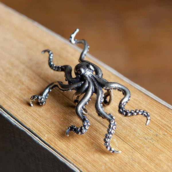 Exaggerated Octopus Sterling Silver Ear Cuffs