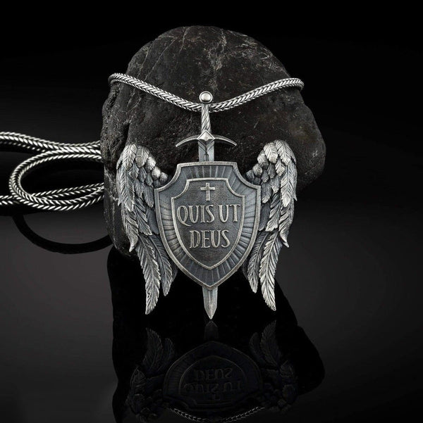 St Michael's Archangel Shield Necklace,The Patron Saint of Paratrooper Police Military Paramedic Fireman