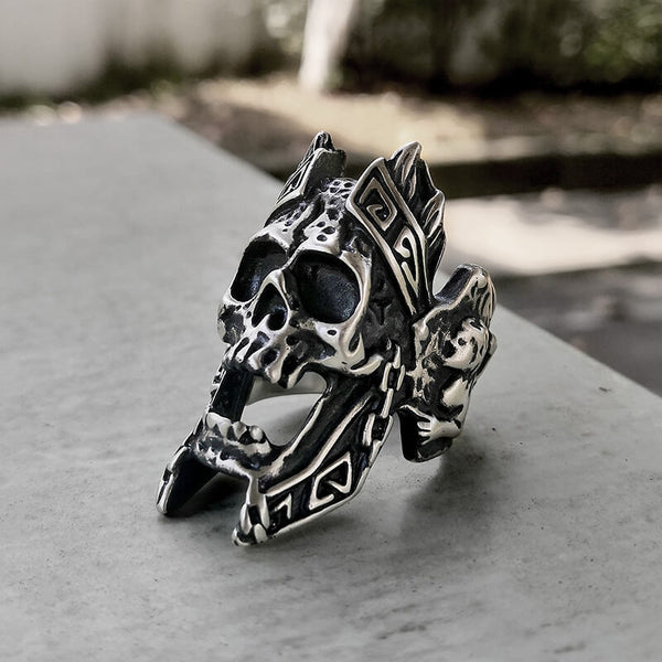 God of War Ares Totenkopfring aus Sterlingsilber