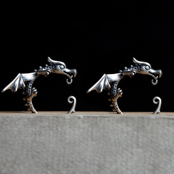 Gothic-Drachen-Ohrring aus Sterlingsilber