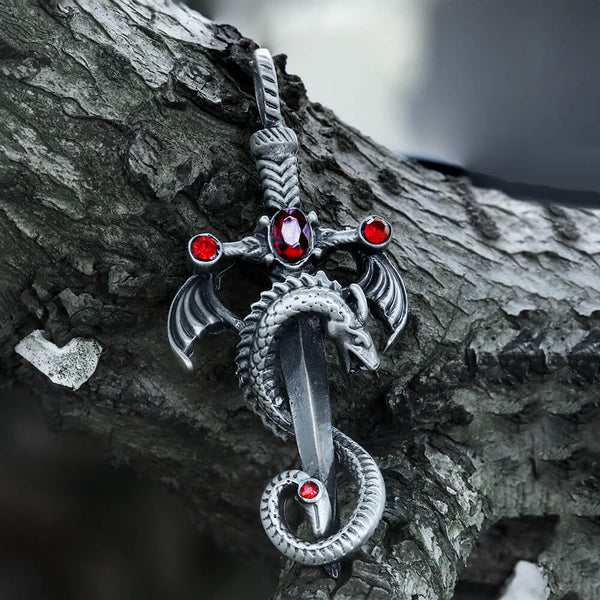 Gothic Dragon Sword Pure Tin Necklace