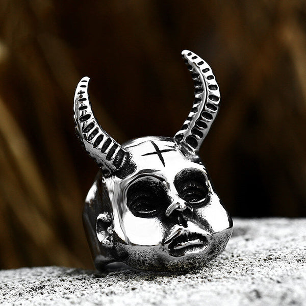 Gothic Horned Devil Baby Stainless Steel Ring