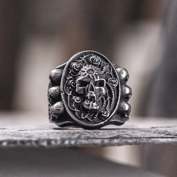 Gothic Skulls Triskele Stainless Steel Ring