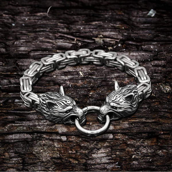 Keltisches Wolf-Edelstahl-Biest-Wikinger-Armband
