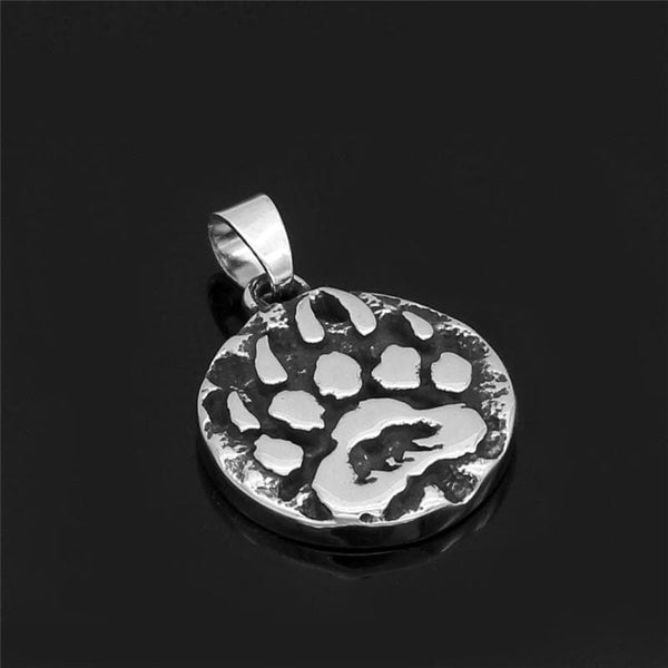Collier Viking en acier inoxydable avec amulette de griffe d'ours