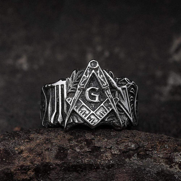 Classic Masonic Symbol Stainless Steel Freemason Ring