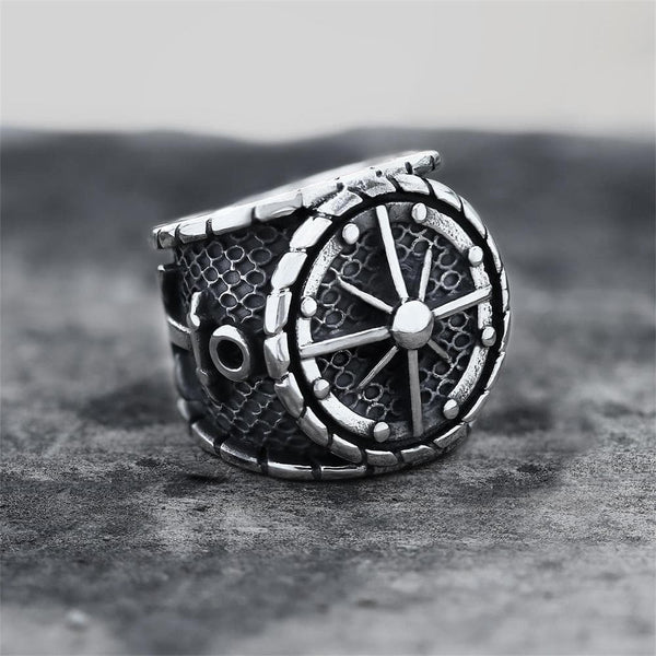 Striking Anchor And Compass Stainless Steel Marine Ring
