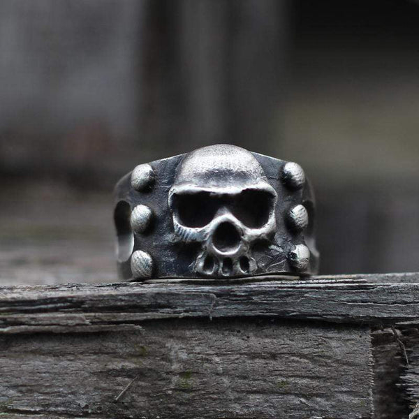 Bague tête de mort en argent sterling punk vintage