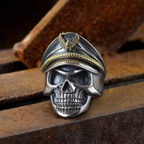 Naval Instructor Sterling Silver Skull Ring