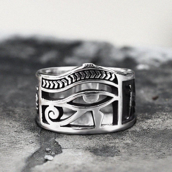 Egyptian Eye of Ra Ankh Stainless Steel Egypt Ring