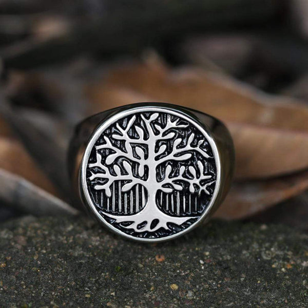 Baum des Lebens Wikinger-Ring aus Edelstahl
