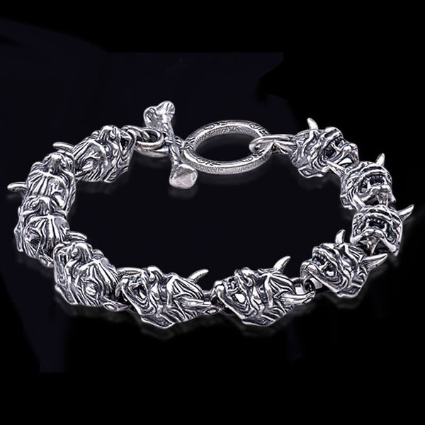 Hannya Oni Mask Sterling Silver Bracelet