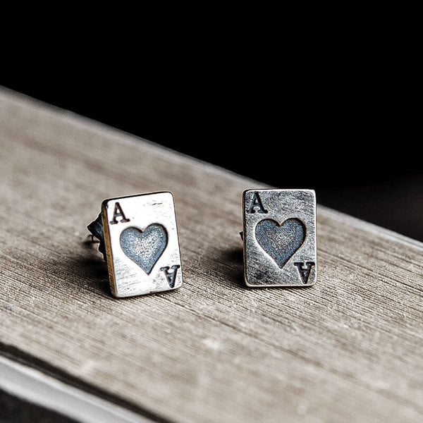 Hearts Poker Sterling Silver Stud Earrings