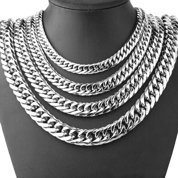 Heavy Men’s Stainless Steel Cuban Link Chain Necklace