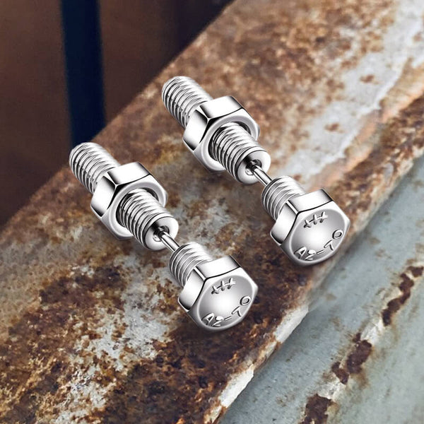 Hex Bolt Stainless Steel Screw Stud Earrings