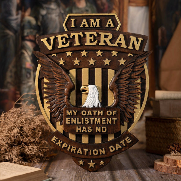 Wanddekoration „I Am a Veteran“ aus Holzschnitzerei – das beste Geschenk zum Veteranentag 