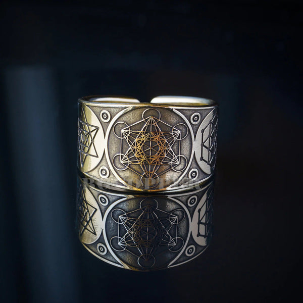 Erzengel Metatron Lebensengel Siegel Verstellbarer Ring Solomon Kabbalah Amulett