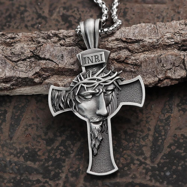 INRI Christliches Kreuz Halskette aus reinem Zinn