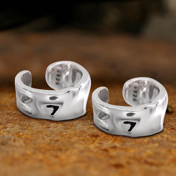 Irregular Geometric Sterling Silver Ear Cuffs