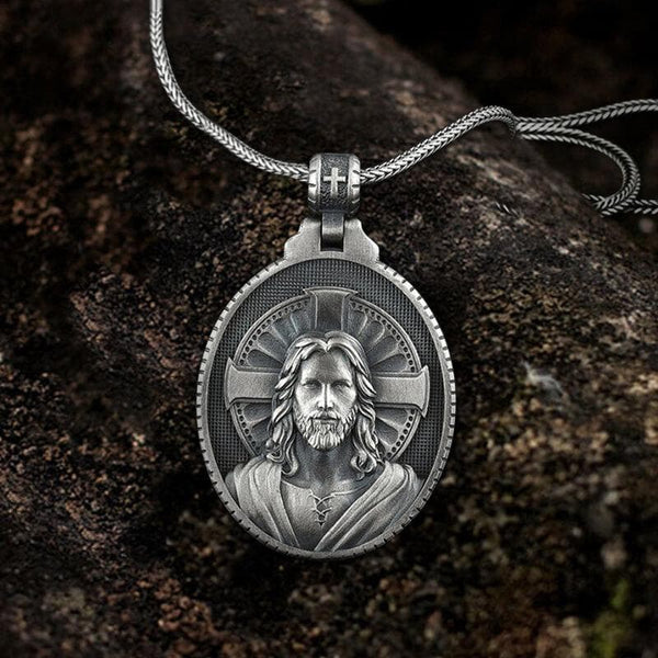 Halskette mit Jesus-Christus-Kreuz aus reinem Zinn