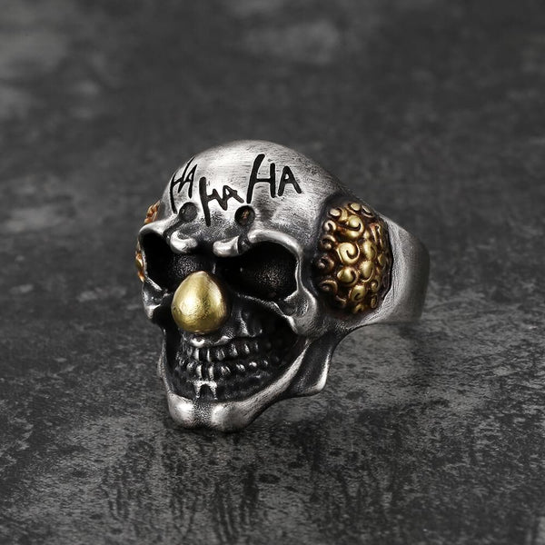 Bague tête de mort Joker en argent sterling