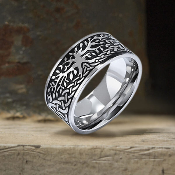 Life Of Tree Design Stainless Steel Viking Ring