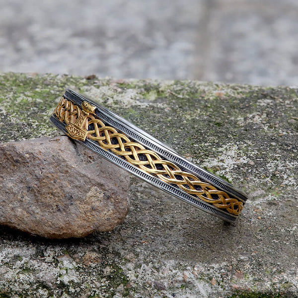 Bracelet manchette viking en acier inoxydable Mjölnir Hammer