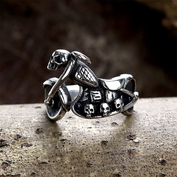 Motorrad-Totenkopf-Edelstahl-Biker-Ring