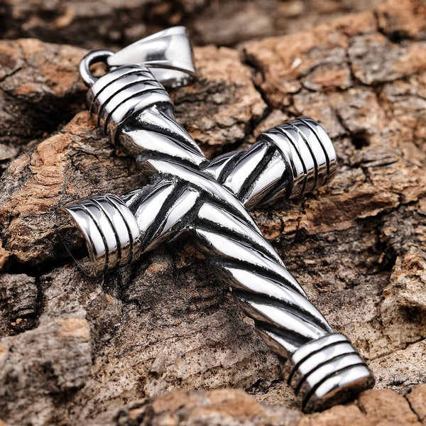 Cross - Traditional Cross Pendant - Rope Necklace (281)