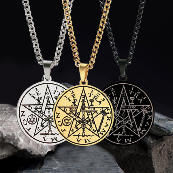 Pentagramm-Siegel Salomons-Edelstahl-Halskette