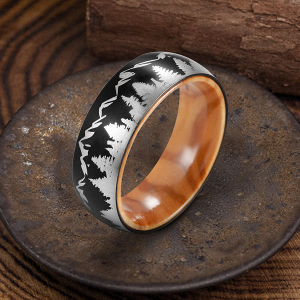 Pine Forest Titanium Wood Ring