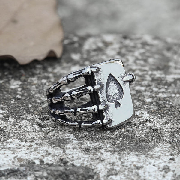 Playing Card Stainless Steel Skull Ring