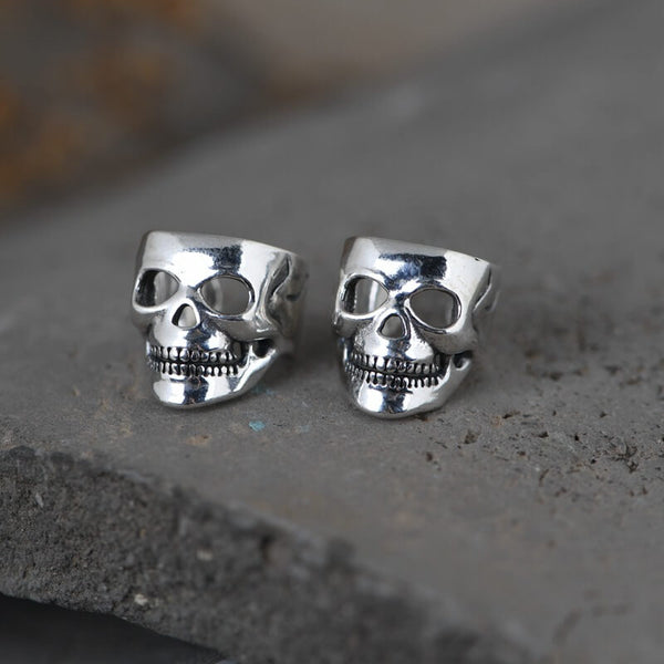 Punk Skull Sterling Silver Ear Cuffs
