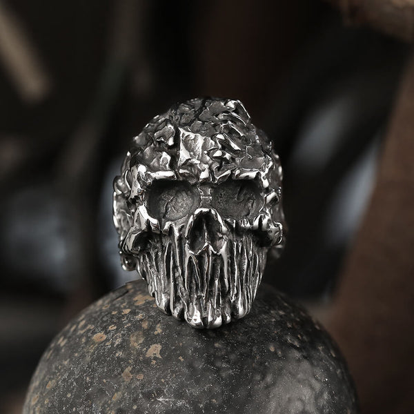 Scar Crack Stainless Steel Skull Ring