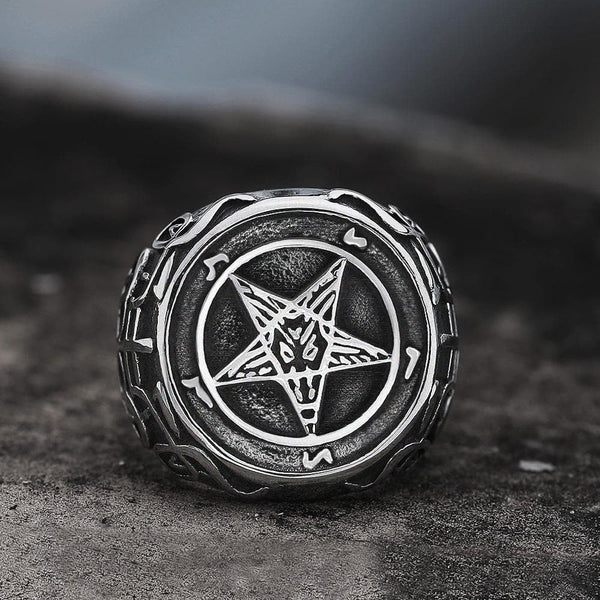 Siegel des Baphomet-Edelstahl-Satan-Rings