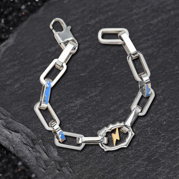 Simple Lightning Bolt Loop Chain Stainless Steel Bracelet