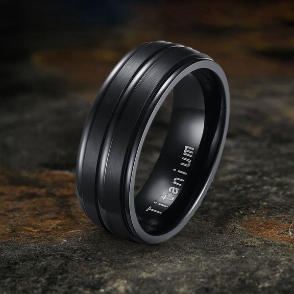 Simple Titanium Black Band Ring