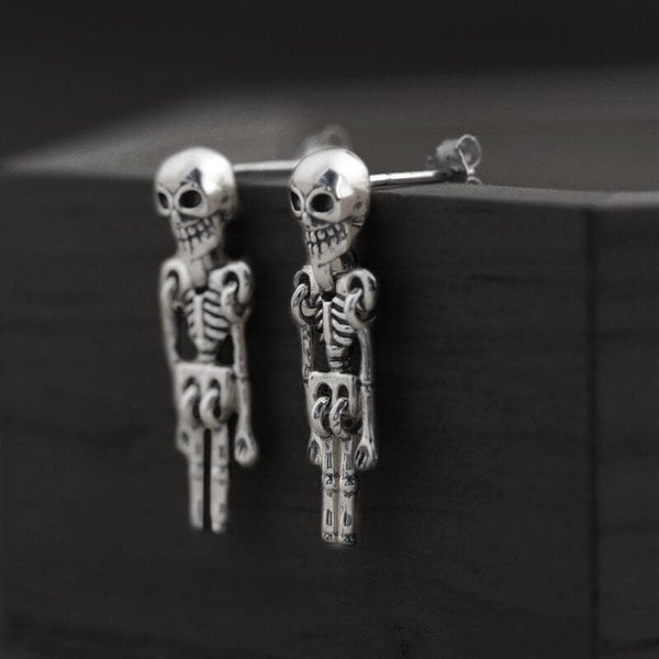 Skelett-Ohrringe aus Sterlingsilber