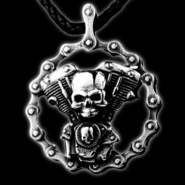 Skull Biker Necklace "Engine"
